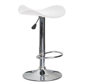 SADDLE Bar Stool White Pvc/Chromed Base
