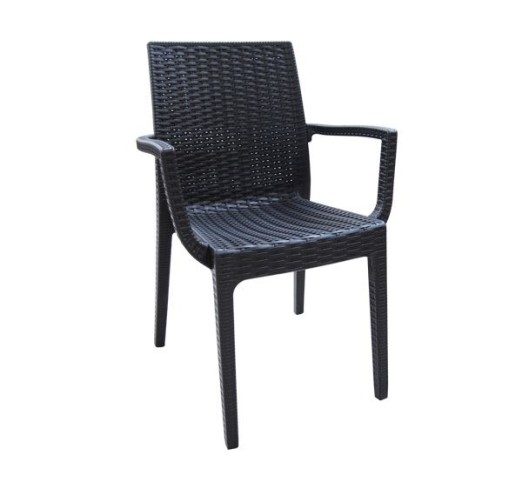 DAFNE Stackable Armchair / PP - UV Anthracite - Rattan Look