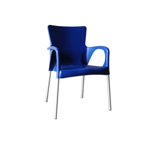 LARA Πολυθρόνα Dining Στοιβαζόμενη, ALU Silver, PP - UV Protection Απόχρωση Μπλε