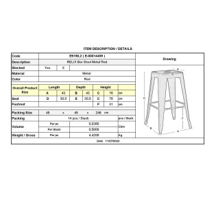 RELIX Bar Stool Metal Red