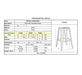 RELIX Bar Stool Metallic Green