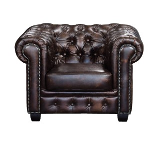 CHESTERFIELD-689 Lounge Armchair Leather Brown 2