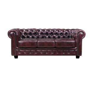 CHESTERFIELD 689 Καναπές 3Θέσιος Σαλονιού - Καθιστικού, Δέρμα, Απόχρωση Antique Red 2
