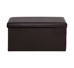 ORION Storage Ottoman PU Dark Brown 80x38x38cm