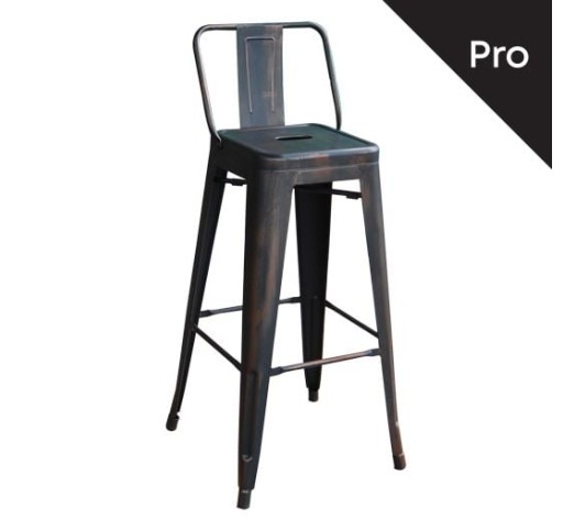 RELIX Bar Stool w/Back Steel Antique Black