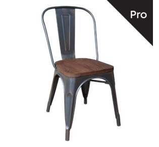 RELIX Wood Dark Oak Chair Steel Antique Black