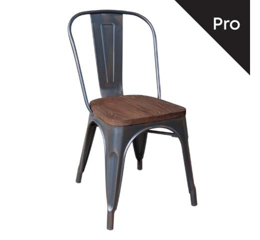 RELIX Wood Dark Oak Καρέκλα Μέταλλο Βαφή Antique Black