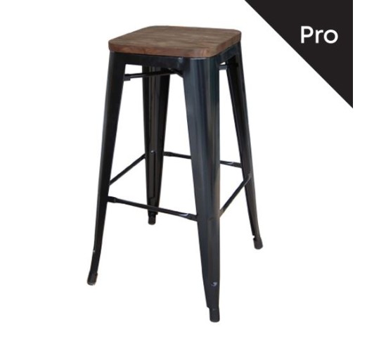 RELIX Wood Dark Oak Bar Stool Steel Black