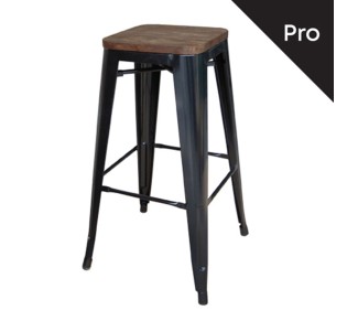 RELIX Wood Dark Oak Bar Stool Steel Black 2