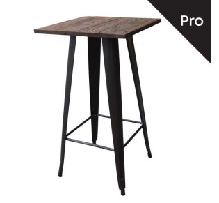 RELIX Wood Τραπέζι Bar-Pro 60x60cm / Μέταλλο Βαφή Antique Black - Απόχρωση Ξύλου Dark Oak