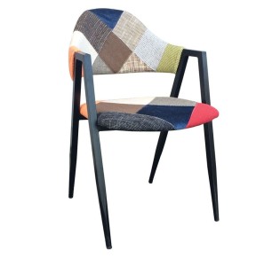 DELTA Armchair, Black Steel/Patchwork fabric