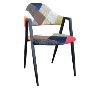 DELTA Armchair, Black Steel/Patchwork fabric 2