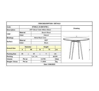 ART Wood Table Ø80cm Black