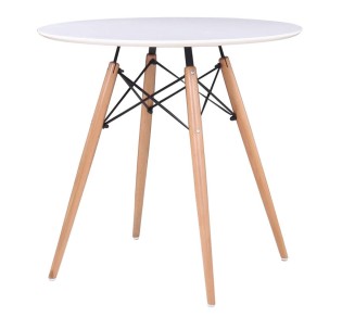 ART Wood Tραπέζι, Πόδια Οξυά Φυσικό, Επιφάνεια MDF Άσπρο