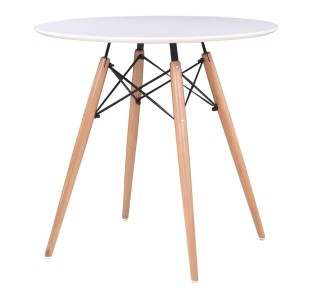 ART Wood Tραπέζι, Πόδια Οξυά Φυσικό, Επιφάνεια MDF Άσπρο