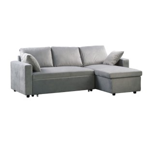 MONTREAL Reversible Corner Sofabed Light Grey Microfiber 2