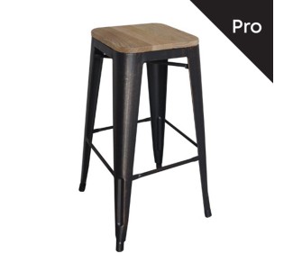 RELIX Wood Natural Oak Bar Stool Steel Antique Black