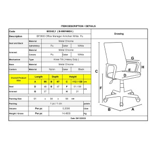 BF3600 Manager Armchair White Pu