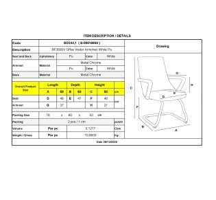 BF3600V Offce Visitor Armchair White Pu