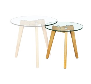 TARGET Side Table D.40xH.41cm Wood/Glass 8mm 2