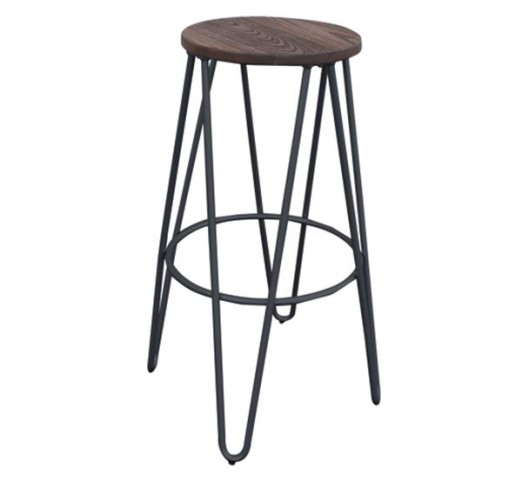 ARCO Wood Dark Oak Bar Stool Steel Black