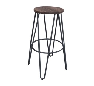 ARCO Wood Σκαμπό BAR, Μέταλλο Βαφή Μαύρο, Ξύλο Απόχρωση Dark Oak 2