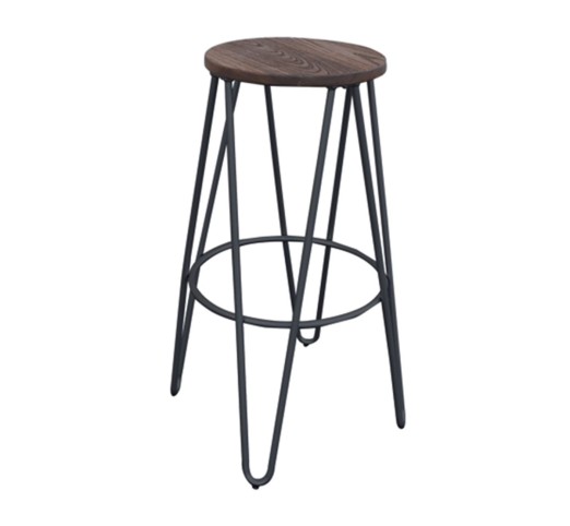 ARCO Wood Σκαμπό BAR, Μέταλλο Βαφή Μαύρο, Ξύλο Απόχρωση Dark Oak