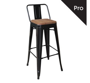 RELIX Wood Σκαμπό BAR με Πλάτη, Μέταλλο Βαφή Μαύρο, Ξύλο Απόχρωση Dark Oak 2