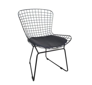 SAXON Chair Metal Mesh Black, Cushion Black Pu