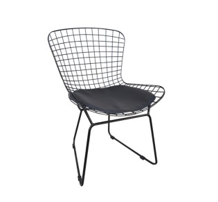 SAXON Chair Metal Mesh Black, Cushion Black Pu 2