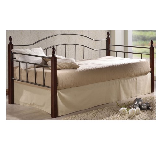 VINCENT Daybed 90x190 Metal Black/Wood Walnut