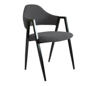DELTA Armchair, Black Steel/Grey fabric