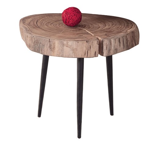 PATEL Side Table +/-33x32 H.30 Acacia Natural Finish (Black Paint)