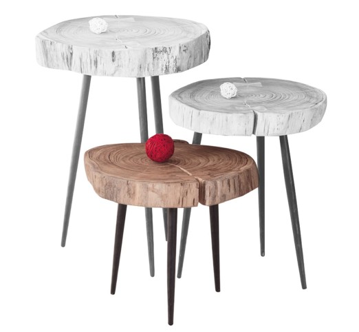 PATEL Side Table +/-33x32 H.30 Acacia Natural Finish (Black Paint)