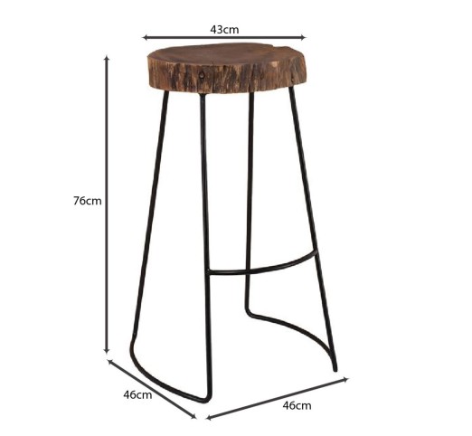 ATRIUM Bar Stool Acacia Natural Finish (Black Paint)