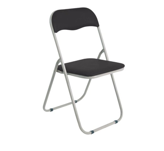LINDA Folding Chair Black Pvc (Grey Paint)