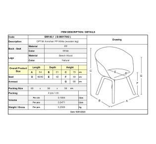 OPTIM Armchair PP White (wooden leg)