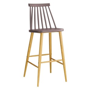 LAVIDA Bar Stool Metal Natural, PP Sand Beige 2