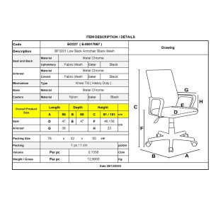 BF3201 Low Back Armchair Black Mesh