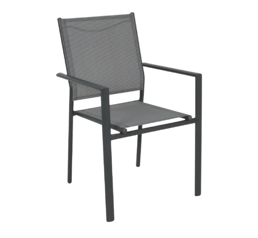 LANSON Armchair Steel Dark Grey/Textilene Grey-White