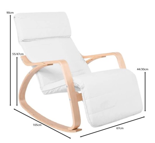 HAMILTON Super Relax Armchair Natural / Birch - Fabric White