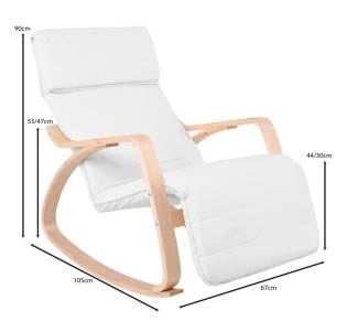HAMILTON Super Relax Armchair Natural / Birch - Fabric White