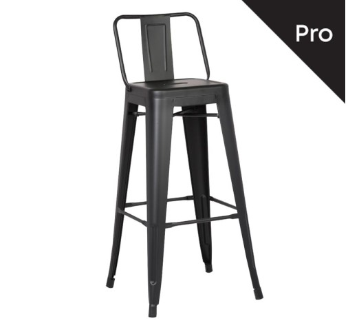 RELIX Bar Stool w/Back Steel Black Matte