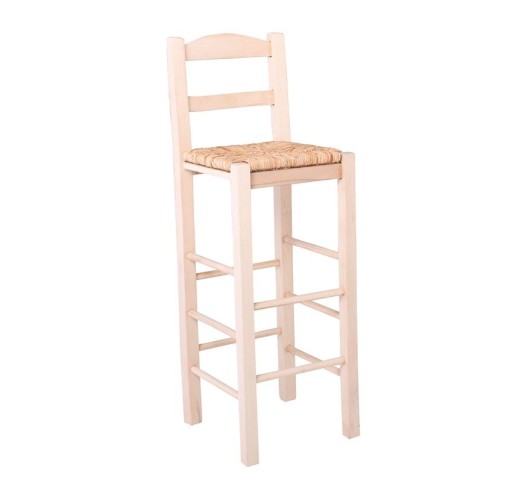 SIFNOS Bar Stool Unpainted with Rush Seat