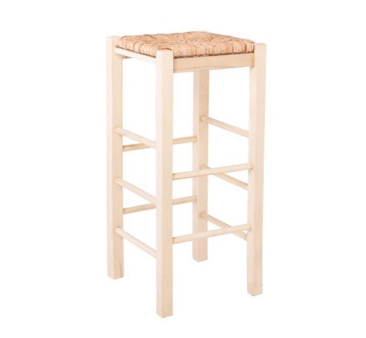 TAVERNA Bar Stool Unpainted with Rush Seat