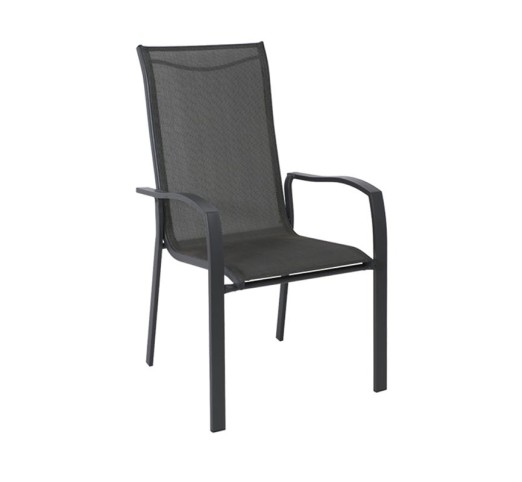 VERONA Dining Armchair Steel Dark Grey/Textilene Grey