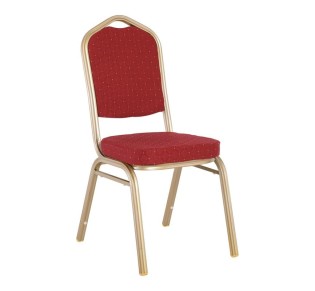 HILTON Banquet chair/Light Gold Metal Frame/Red Fabric