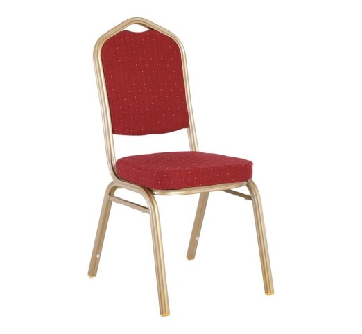 HILTON Καρέκλα Μέταλλο Βαφή Light Gold, Ύφασμα Κόκκινο