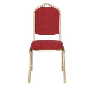 HILTON Banquet chair/Light Gold Metal Frame/Red Fabric