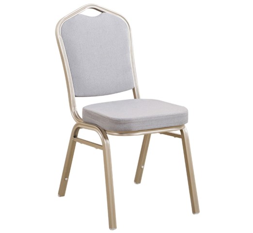 HILTON Καρέκλα Μέταλλο Βαφή Light Gold, Ύφασμα Γκρι